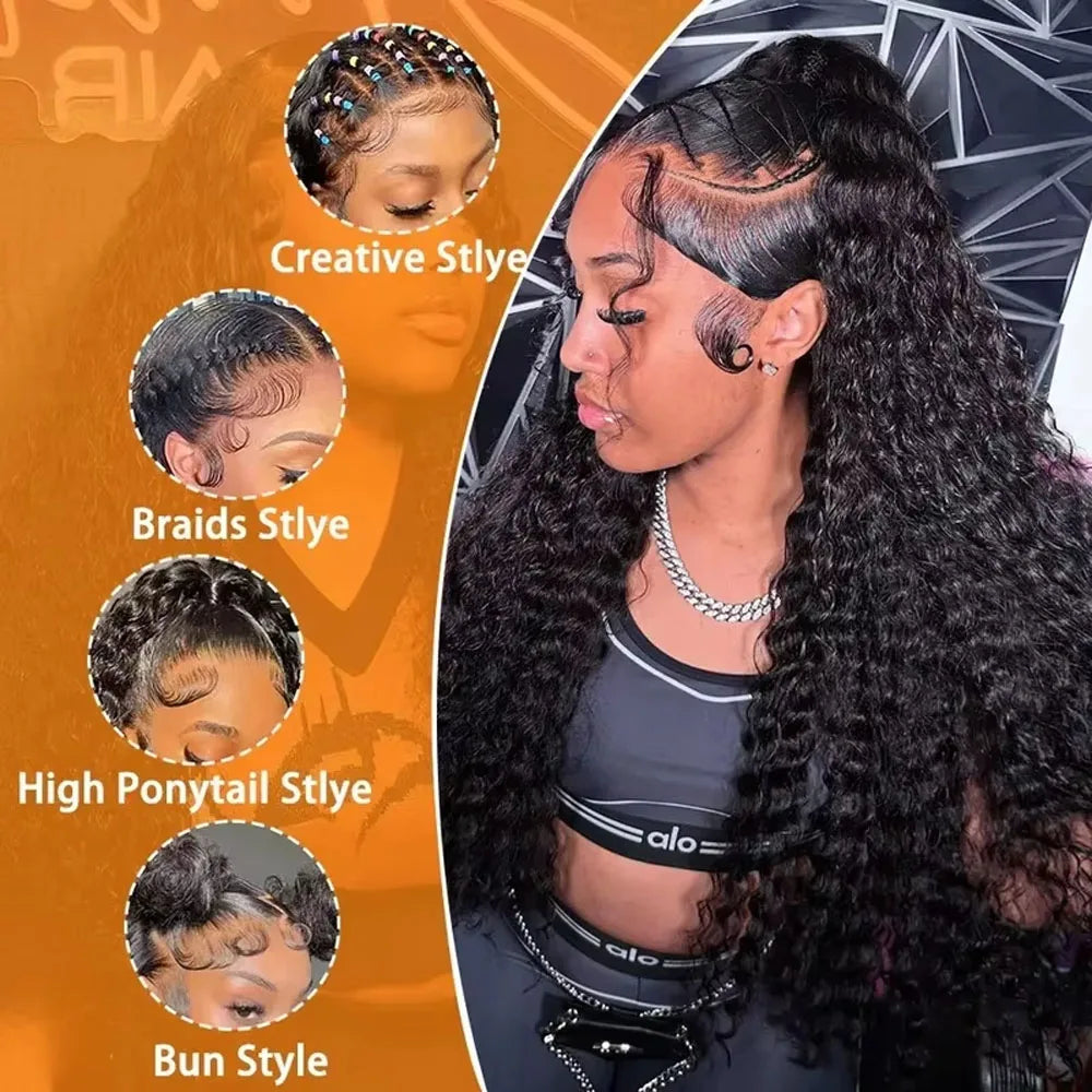 13x6 HD Lace Loose Deep Wave Frontal Wigs 42 Inch Deep Curly Lace Front Human Hair Wigs Preplucked Glueless Wig Human Hair-1