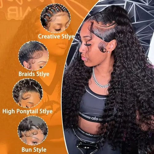 13x6 HD Lace Loose Deep Wave Frontal Wigs 42 Inch Deep Curly Lace Front Human Hair Wigs Preplucked Glueless Wig Human Hair-1