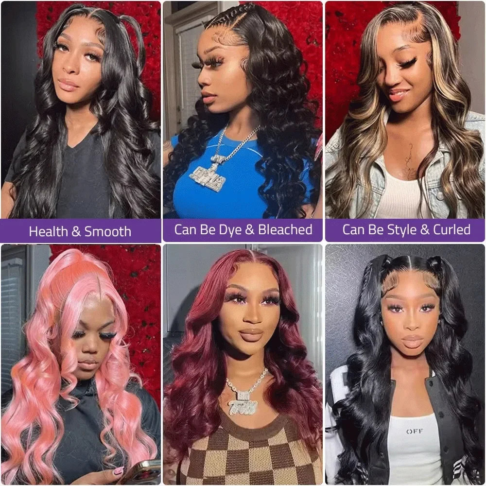 Body Wave 13x6 HD Transparent Lace Front Human Hair Wig 40 Inch Pre Plucked 220 Density 5x5 Glueless Lace Frontal Wigs for Women-2
