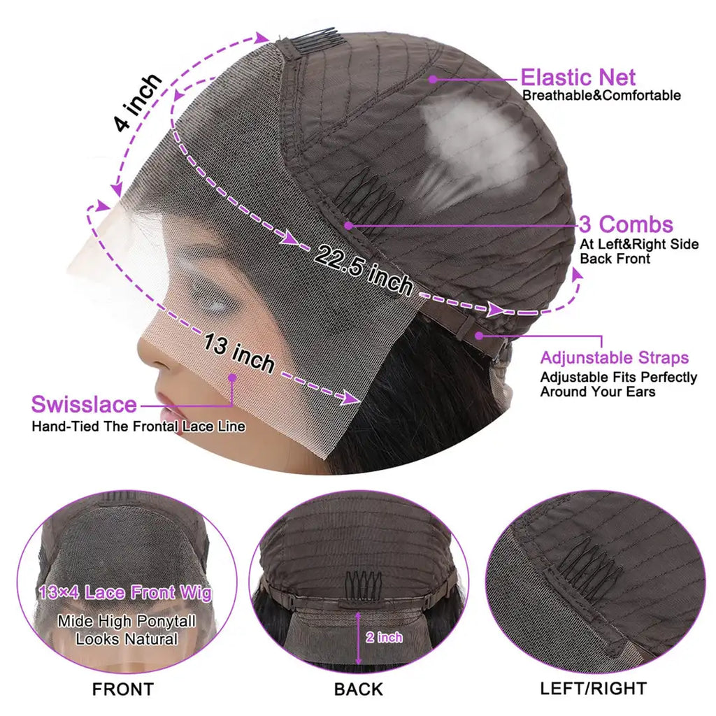 Brazilian Body Wave Human Hair Wigs Pre Plucked Hd Transparent 13x4 Lace Front Wig Bleached Knots Transparent Lace Frontal Wig-3