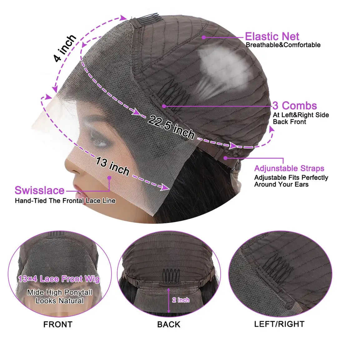 Brazilian Body Wave Human Hair Wigs Pre Plucked Hd Transparent 13x4 Lace Front Wig Bleached Knots Transparent Lace Frontal Wig-3