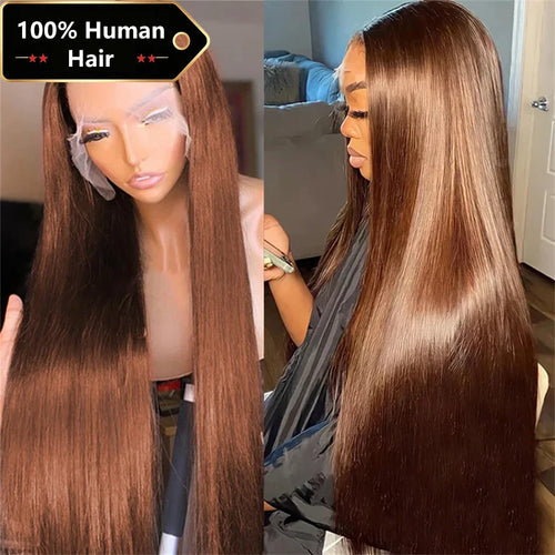 13x4 Chocolate Brown Lace Front Wigs Human Hair For Women 13x6 Hd Straight Lace Frontal Wig 4x4 5x5 Closure Human Hair Wig-0