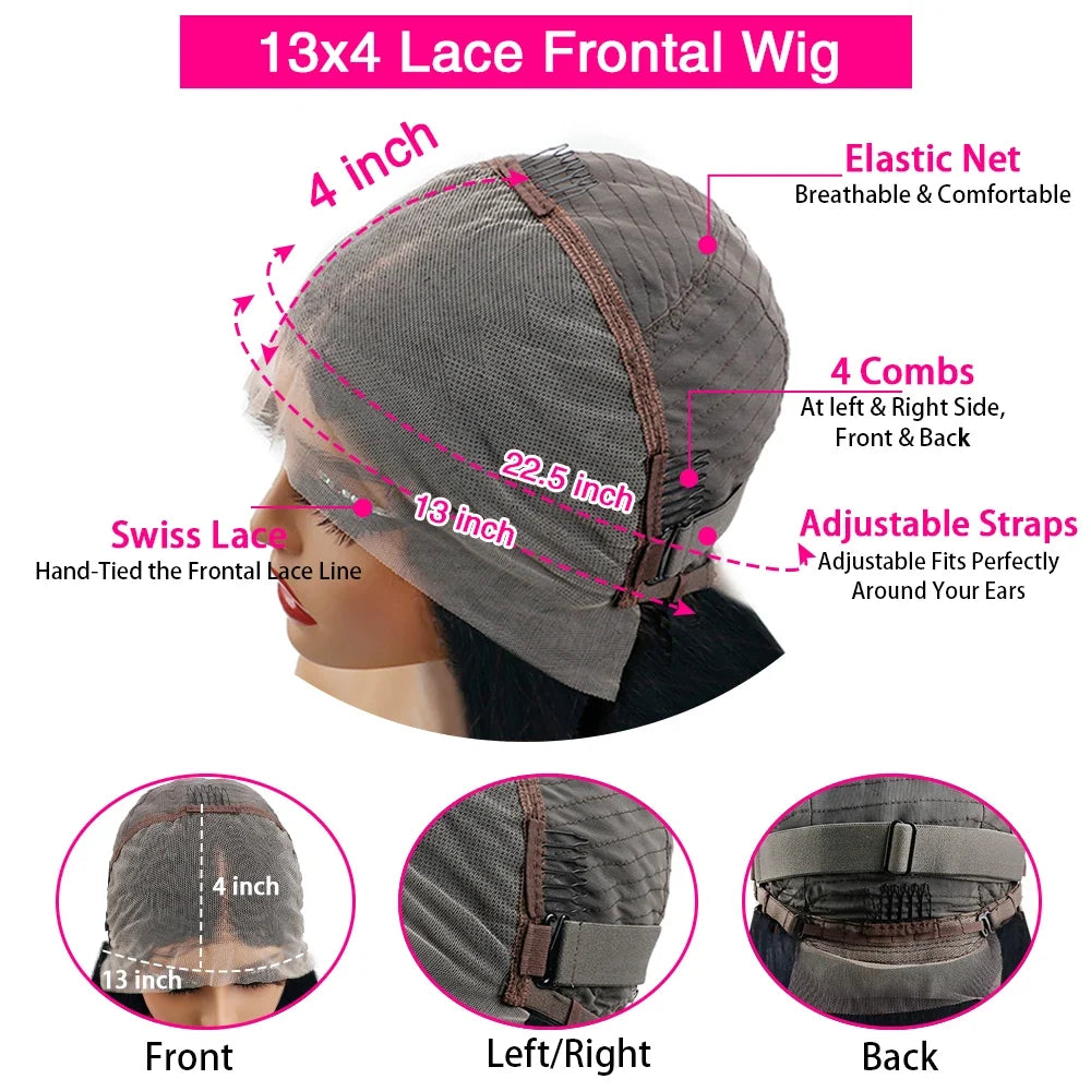 13x6 Chocolate Brown HD Lace Front Human Hair Wigs Body Wave Human Hair Wig 46 Inch 200Density Colored Human Hair Wigs For Women-6