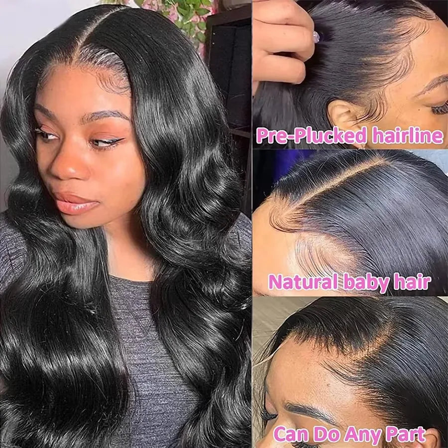 Brazilian Body Wave Human Hair Wigs Pre Plucked Hd Transparent 13x4 Lace Front Wig Bleached Knots Transparent Lace Frontal Wig-2