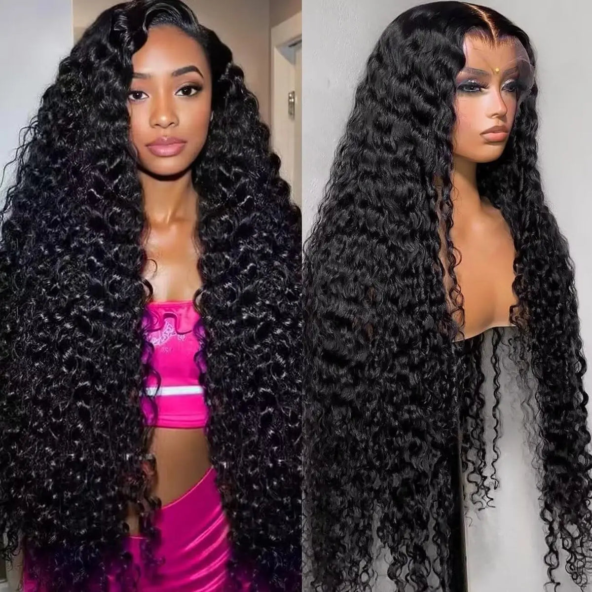 Premium 250 Density Deep Wave Human Hair Wigs 40 Inch Extra Long Natural Bouncy Texture 13x4 13x6 HD Lace Frontal Durable Versatile Women Wigs-0