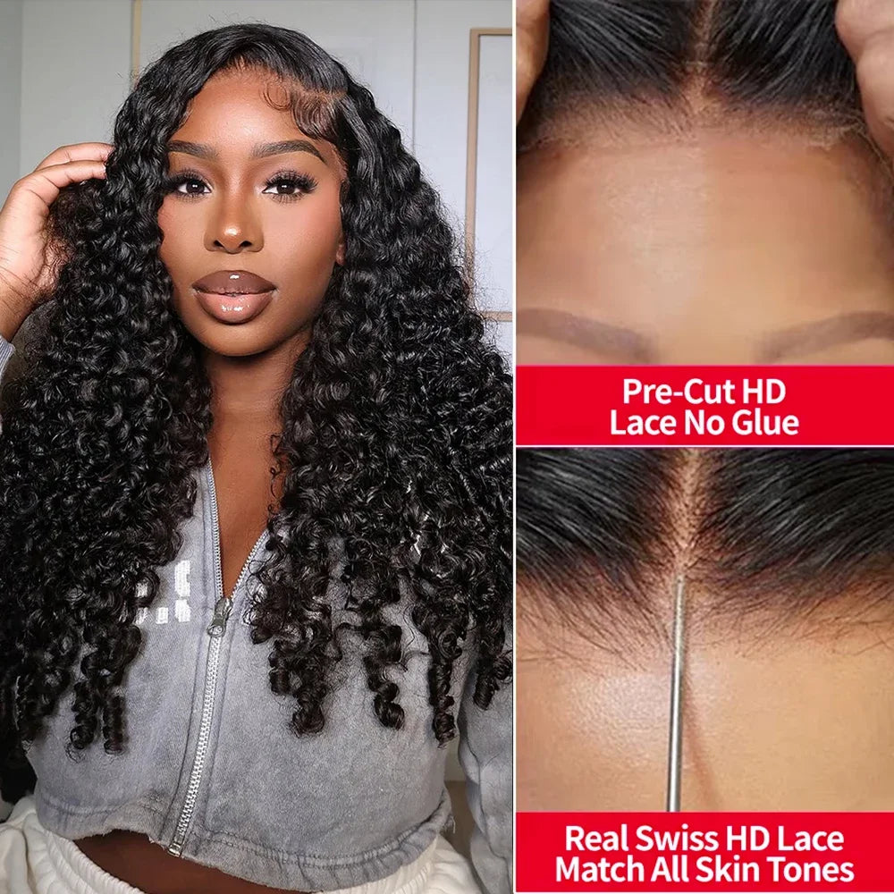 12A Burmese Curly Human Hair Wig Ready to Wear 200% 250% Density 13x4 Transparent Lace Frontal Wig Deep Wave Curly Lace Front Human Hair Wigs For Woman Ready to Wear On Clearance Sale Pre Plucked Wig Party Work Daily Life-0