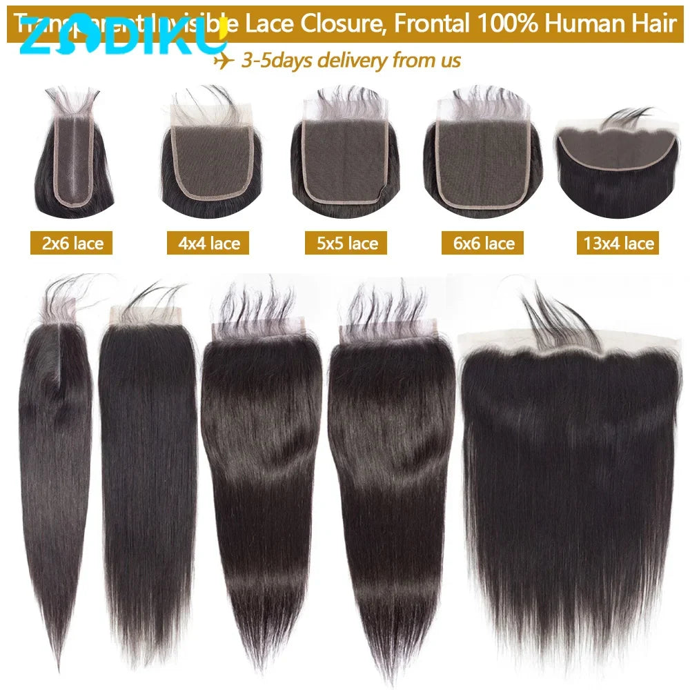 13x4 13x6 Ear To Ear Transparent Frontal Lace Only Straight 2x6 4x4 5x5 6x6 HD Lace Closure Human Hair 100% Brazilian Hair Quality Soft Silky Pre Plucked Bleached Knots Natural Hairline Virgin Hair Pieces For Women Daily Hair-0