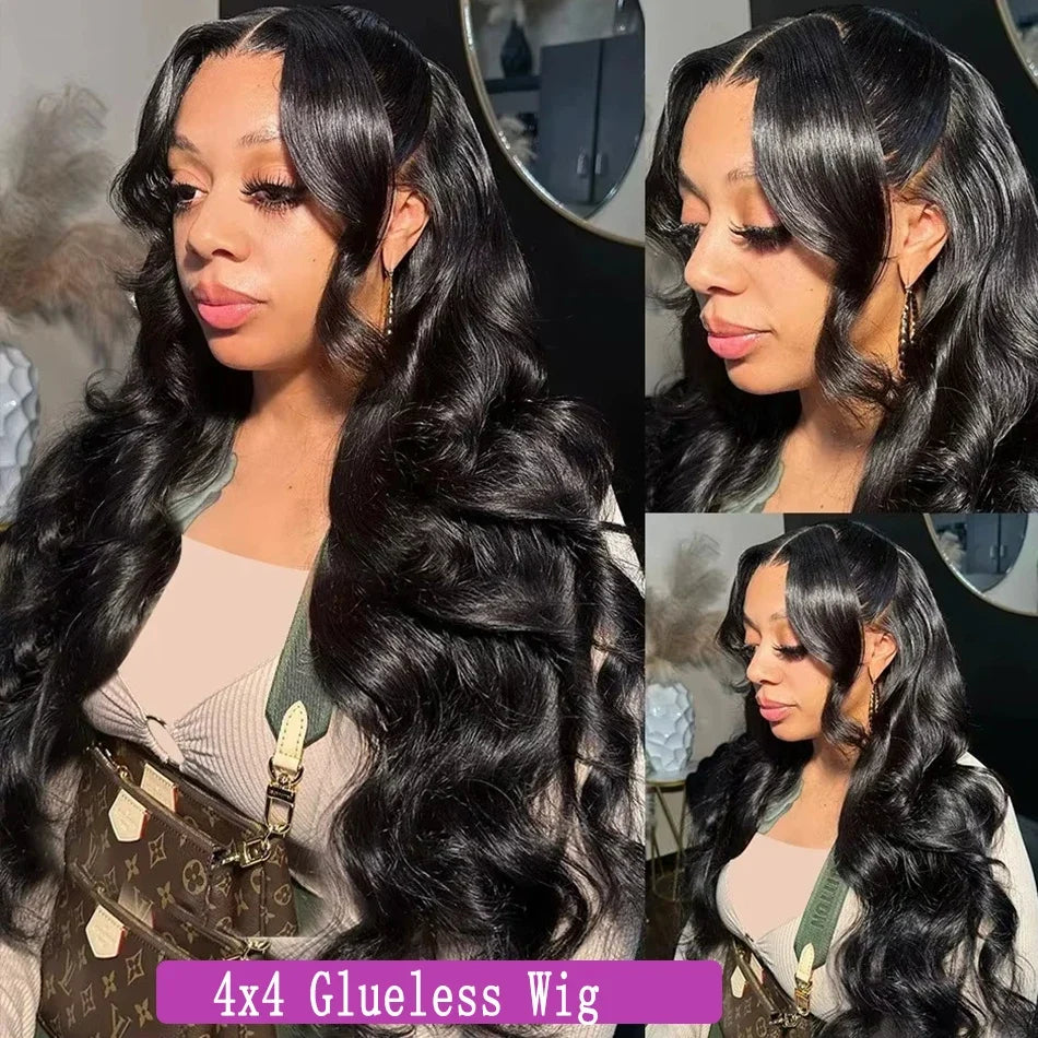 210 Density Glueless Wigs Human Hair Body Wave Lace Front Wigs Human Hair Pre Plucked 4x4 HD Lace Frontal Wigs-4