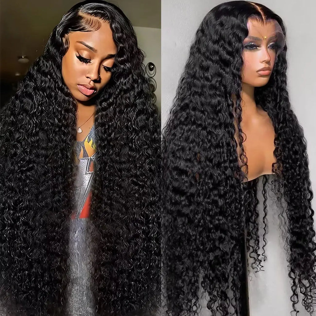 Premium 250 Density Deep Wave Human Hair Wigs 40 Inch Extra Long Natural Bouncy Texture 13x4 13x6 HD Lace Frontal Durable Versatile Women Wigs-1