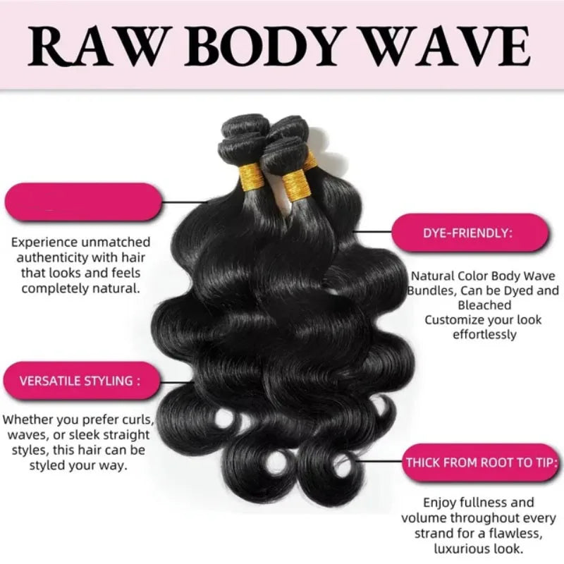 42 Inch Body Wave Human Hair Bundles Natural Black Brazilian Virgin Hair Weave 12A Unprocessed Real Human Hair Extensions Full T-3