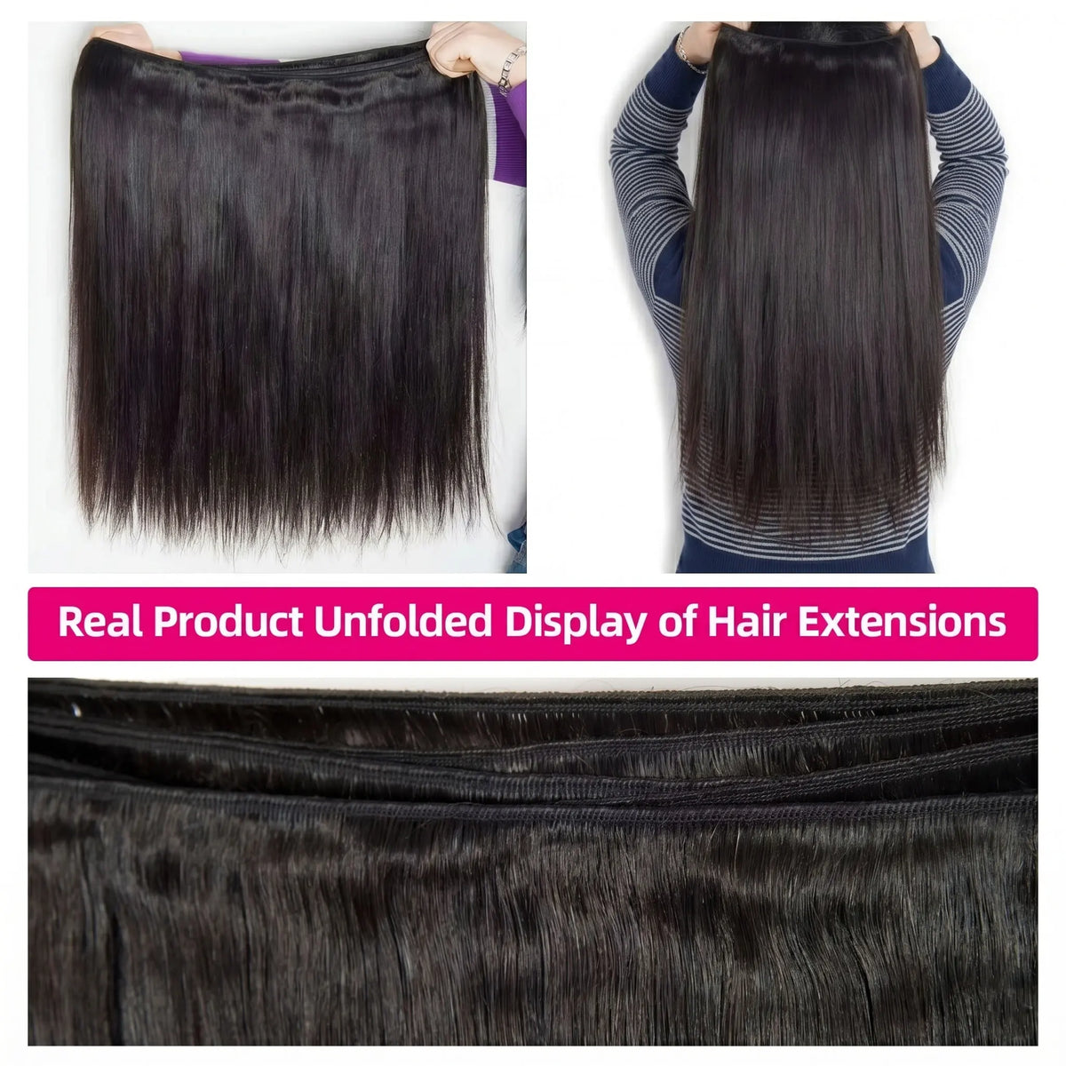 16A Straight Bundles Human Hair Brazilian Remy Weave Raw Hair 3 4 5 Pcs 100% Unprocessed Double Weft Human Hair Bundles Extensions Natural Black-4