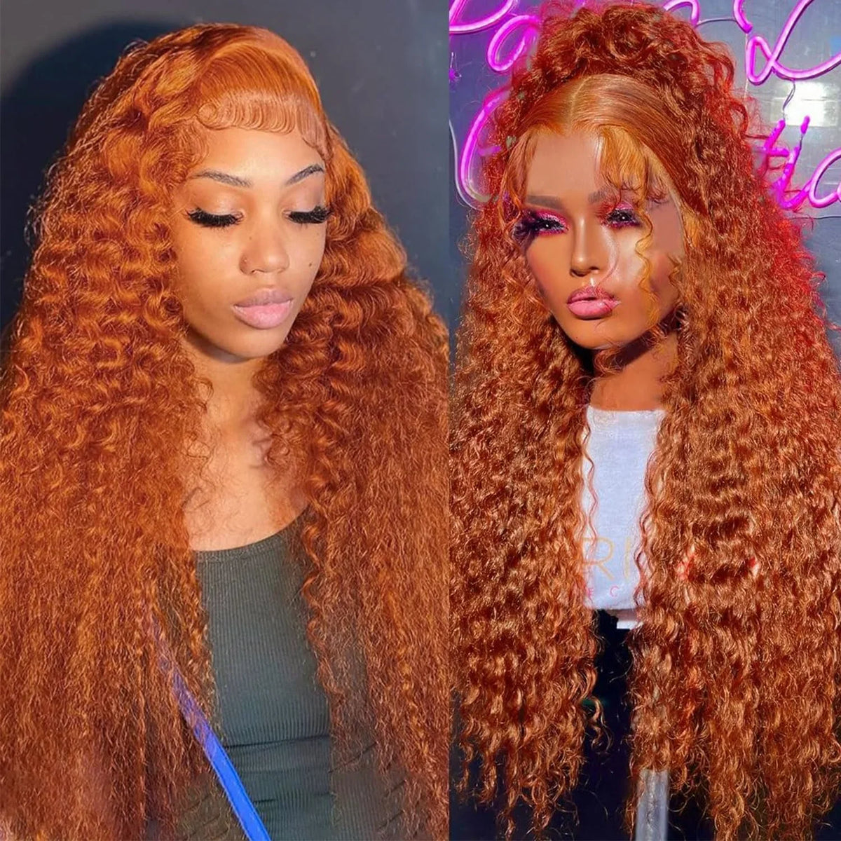 Orange Ginger 13X6 Hd Lace Frontal Wig Deep Wave Curly Colored Wig Lace Front Human Hair For Woman 30 Inch Brazilian 220 Density-6