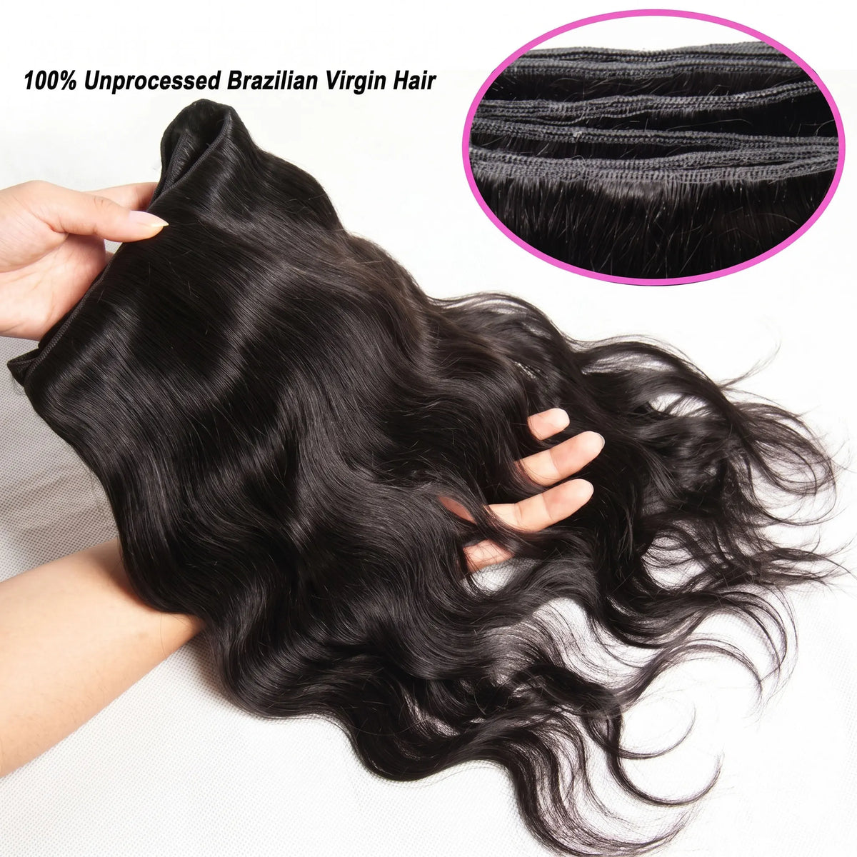 2 3 4 Pcs 14A Body Wave 100% Human Hair Bundles Brazilian Real Remy Weave Hair Unprocessed Raw Hair Bundles Extensions Natural Black-4