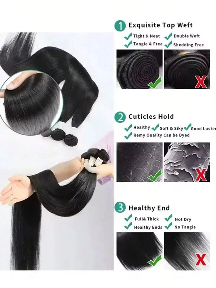 42 Inch Bundles Bone Straight Brazilian Human Hair Bundles Raw Extensions Tissage For Women-2