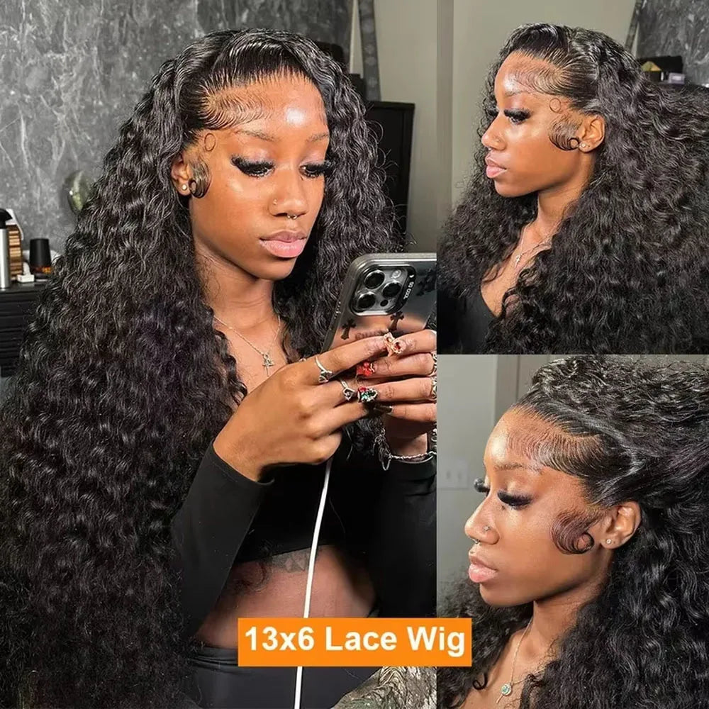 13x6 HD Lace Loose Deep Wave Frontal Wigs 42 Inch Deep Curly Lace Front Human Hair Wigs Preplucked Glueless Wig Human Hair-2