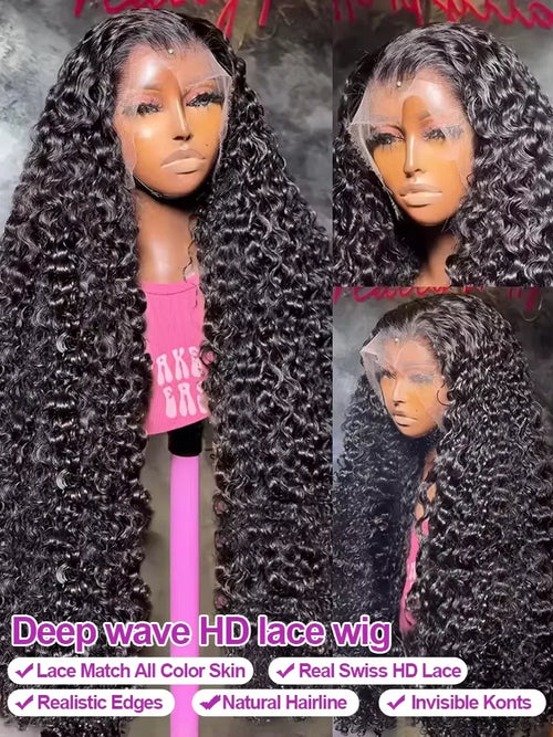 30 inch Burmese Raw Curly 250% Density 13x6 HD Lace Front Human Hair Wigs Deep Wave 13x4 Frontal Wigs Women Glueless Closure Wig-1
