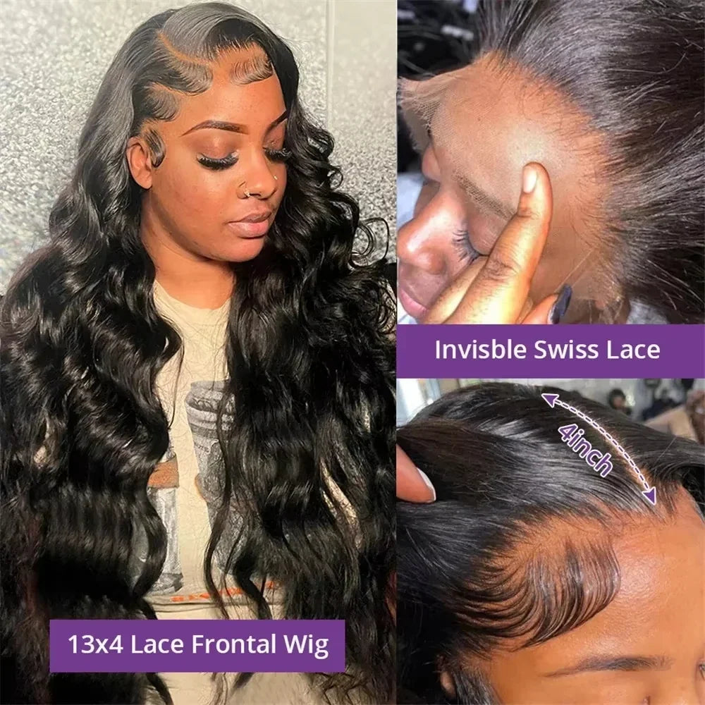 250% Density 40 Inch Body Wave Human Hair Wig Brazilian Pre Plucked 13x4 13x6 HD Transparent Lace Frontal  Wigs For Black Women-2