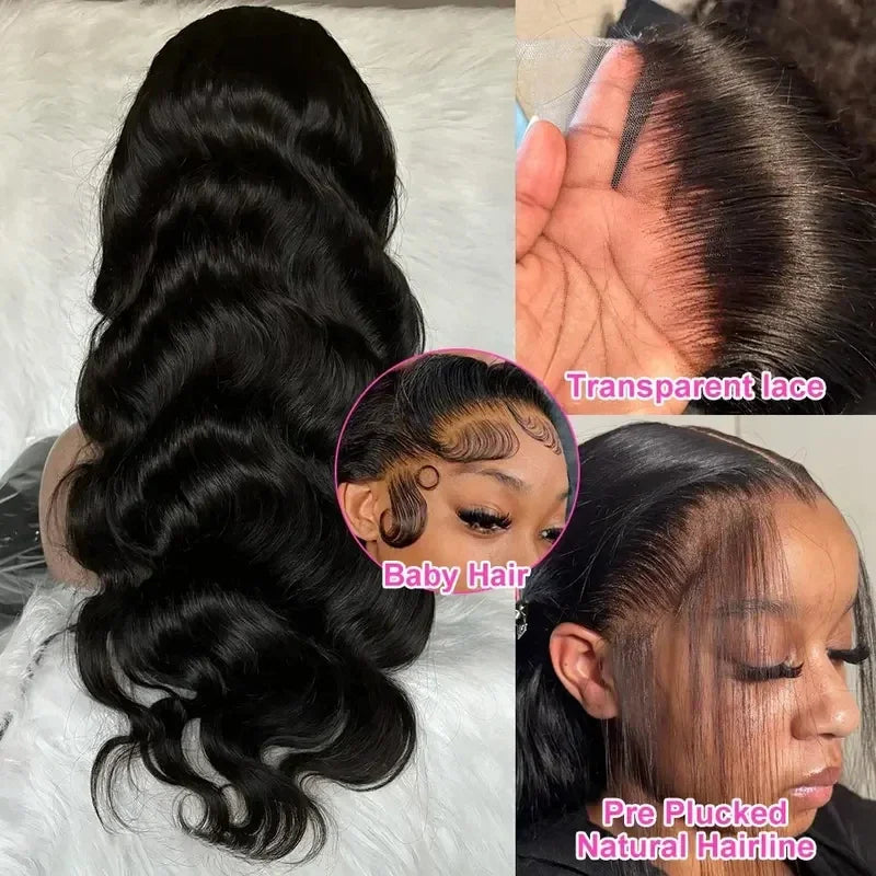 Brazilian Natural Body Wave Virgin Human Hair Wig HD Lace Frontal Closure 360 Wig 13x4 13x6 5x5 180% 200% Density 16-40 Inch Pre Bleached Knots-1