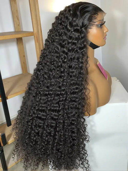 30 inch Burmese Raw Curly 250% Density 13x6 HD Lace Front Human Hair Wigs Deep Wave 13x4 Frontal Wigs Women Glueless Closure Wig-0