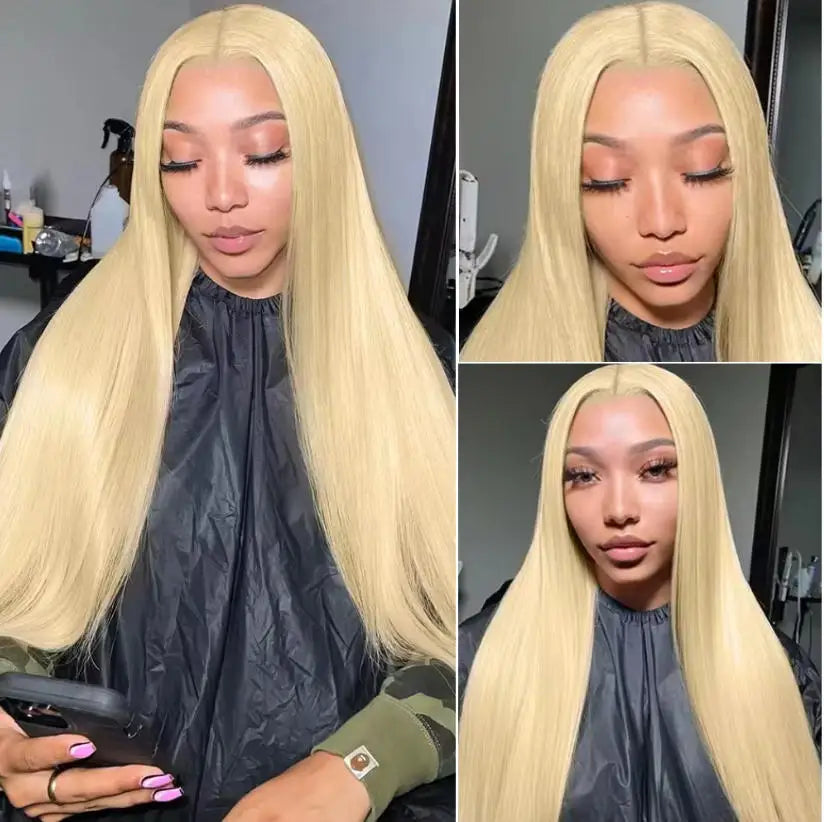 Silky 613 Blonde Bone Straight Human Hair Wig Dual 13x4&13x6 Invisible HD Lace Super Long Lengths-2