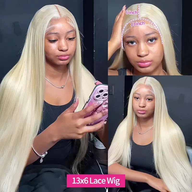 40Inch Straight Blonde 613 Blonde Human Hair Lace Frontal Wig 13x6 Transparent Blonde Lace Front Wigs Pre Plucked Human Hair Wig-0