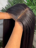 Human Hair Brazilian 4x4 Glueless Put on and go Wig 36 38 40 Inch 13x4 13x6 HD Transparent Bone Straight Lace Frontal Wigs-0