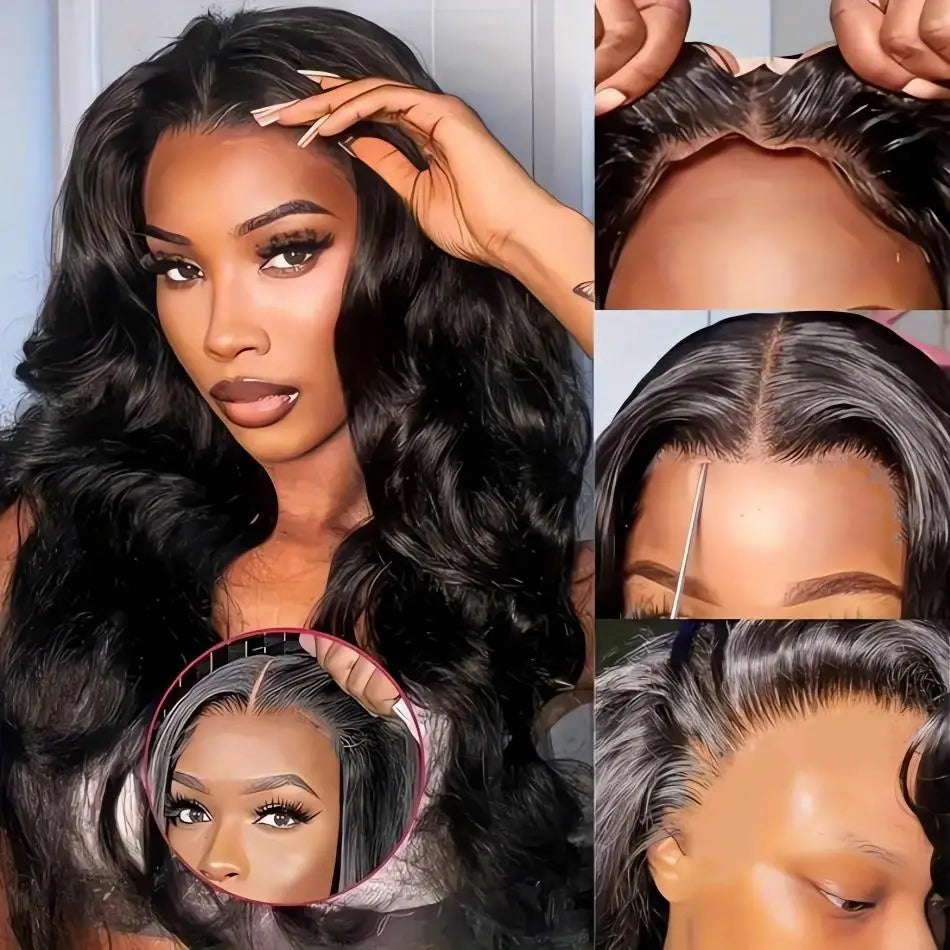 210 Density Glueless Wigs Human Hair Body Wave Lace Front Wigs Human Hair Pre Plucked 4x4 HD Lace Frontal Wigs-2