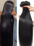 12-42 Inch Bone Straight Human Hair Bundles Brazilian Human Hair Weave Human Hair Long Remy Hair Extension Natural Black-0