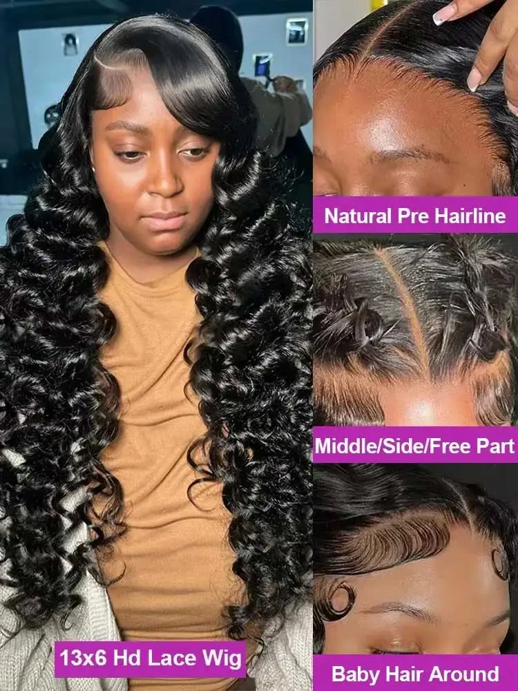 40 42 Inch HD Loose Deep Wave 13x6 Lace Front Human Hair Wigs Brazilian Curly Water Wavy 13x4 Lace Frontal Wigs For Women 250%-2