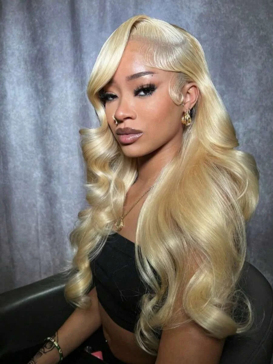 613  Human Hair Body Wave 13x6 Lace Front Wig  Blonde Lace Frontal Wigs for Women 250 Density Natural Hairline With Baby Hair-1