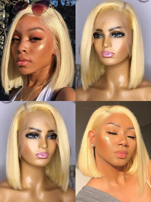 13x4 13x6 613 HD Blonde Bob Hair Wig Human Hair Lace Frontal Wig Brazilian Straight Bob Wig Lace Front Human Hair Wigs For Women-0