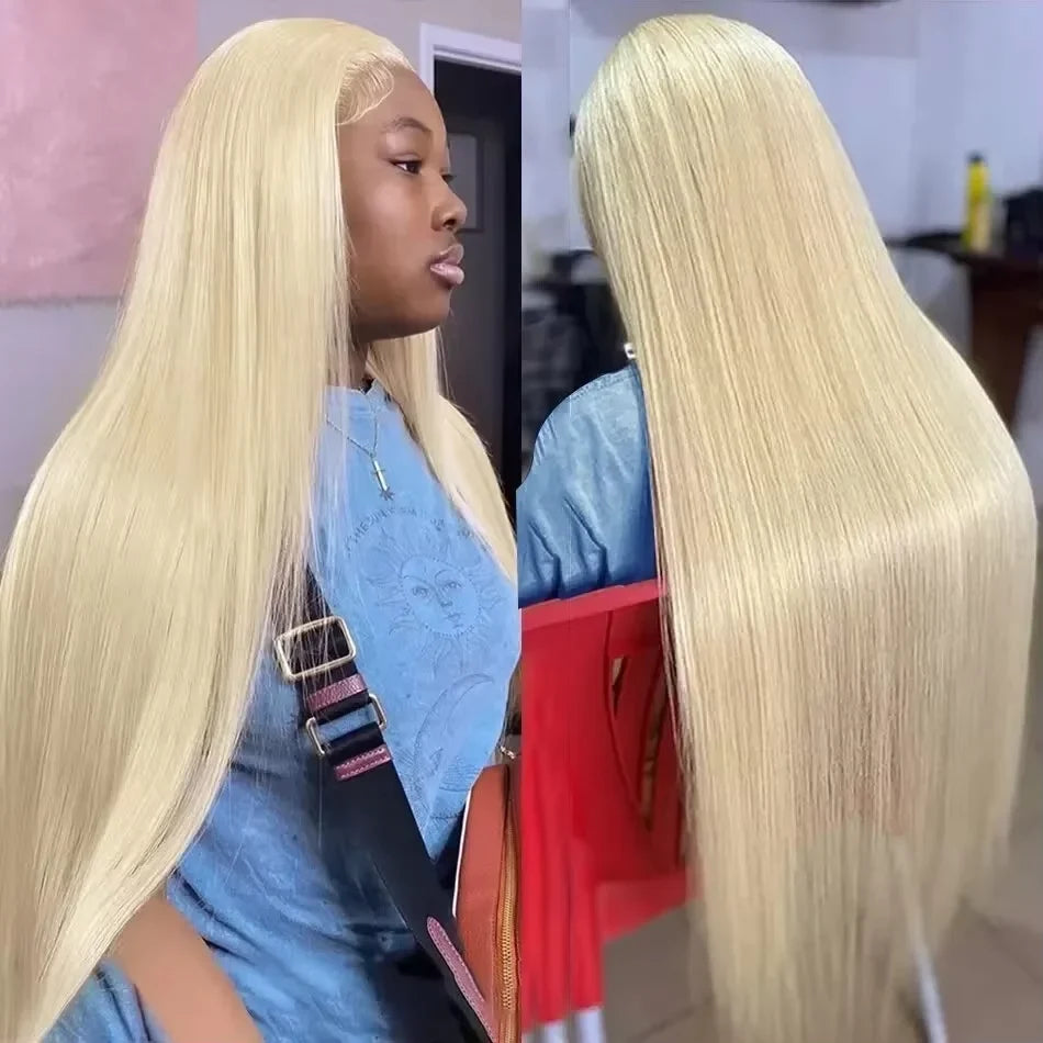 40Inch Straight Blonde 613 Blonde Human Hair Lace Frontal Wig 13x6 Transparent Blonde Lace Front Wigs Pre Plucked Human Hair Wig-3