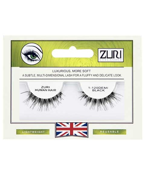 Zuri Eyelashes Zuri Human Hair Eyelashes 1 120DEMI Black-0