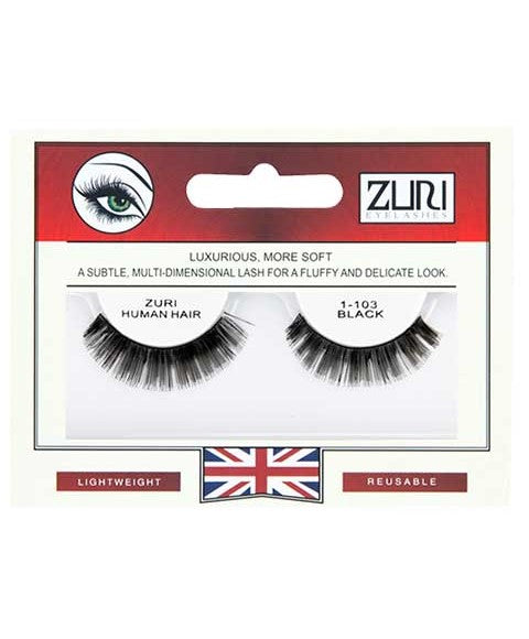 Zuri Eyelashes Zuri Human Hair Eyelashes 1 103 Black-0