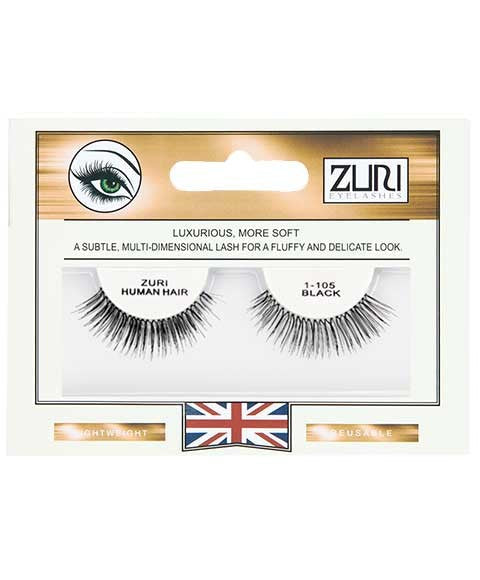 Zuri Eyelashes Zuri Human Hair Eyelashes 1 105 Black-0