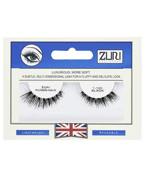 Zuri Eyelashes Zuri Human Hair Eyelashes 1 120 Black-0