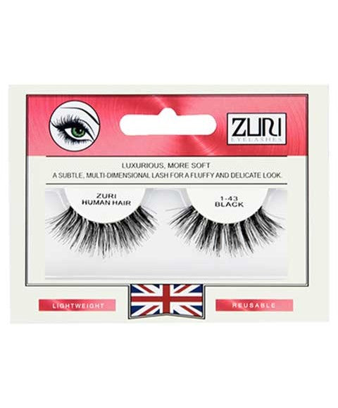 Zuri Eyelashes Zuri Human Hair Eyelashes 1 43 Black-0