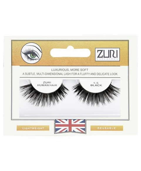 Zuri Eyelashes Zuri Human Hair Eyelashes 1 5 Black-0