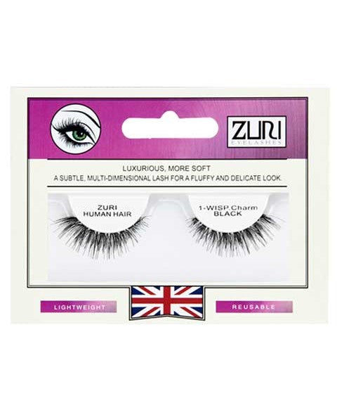 Zuri Eyelashes Zuri Human Hair Eyelashes 1 WISP Charm Black-0