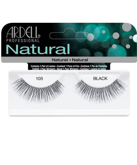 Ardell 100% Human Hair False Fashion/Natural Eyelashes 105 Black-0