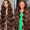 Chocolate Brown 13x4 Lace Front Wig Human Hair Color 4 Body Wave Density-1